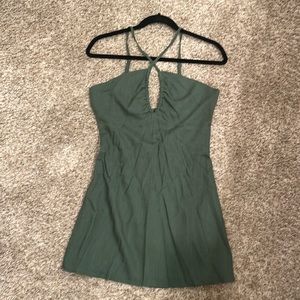 Green mini dress with criss cross across the front NWOT